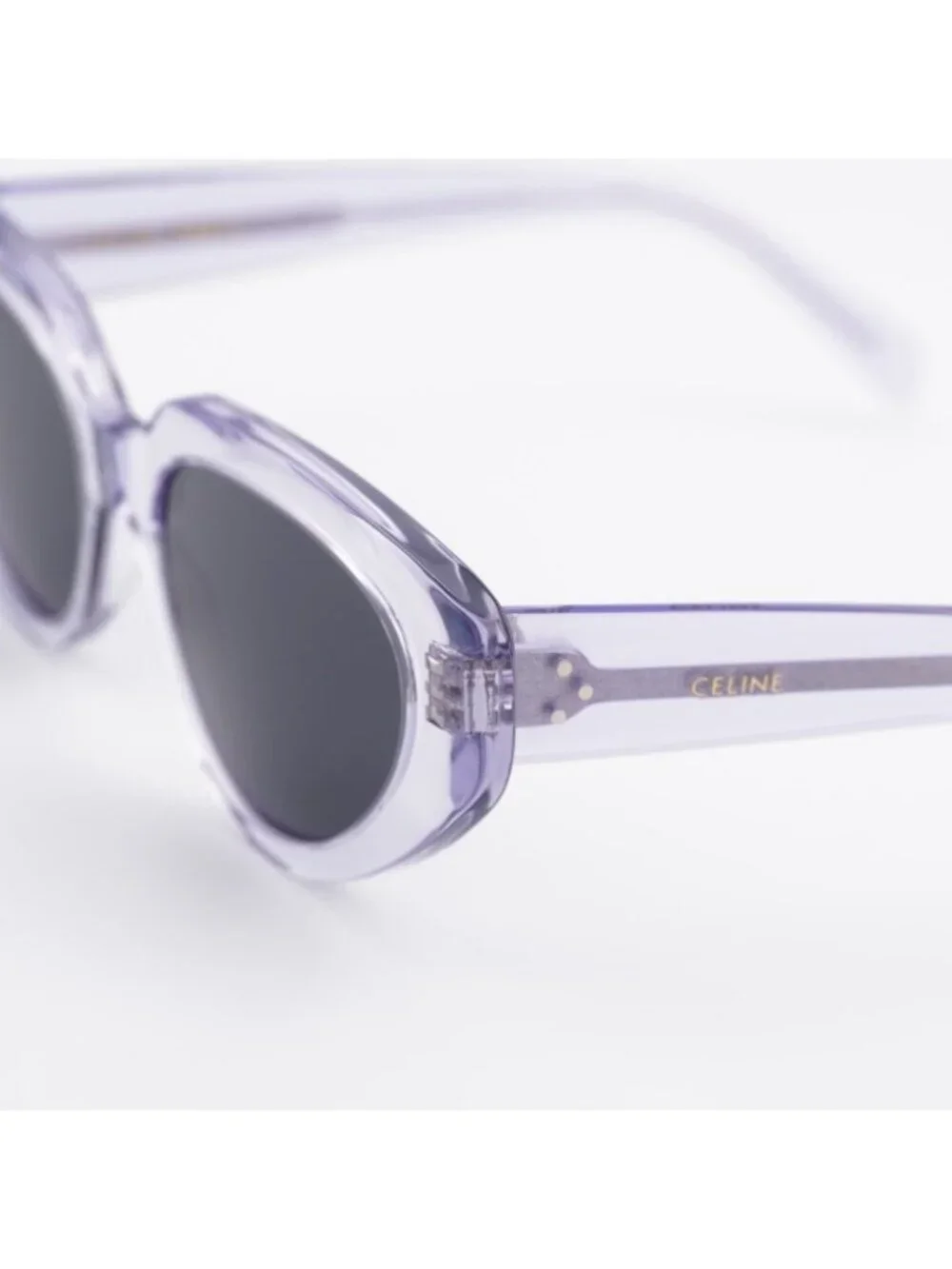 Celine CL40286I 78A Sunglasses Shiny Lilac Cat Eye Frame, Smoke Lenses